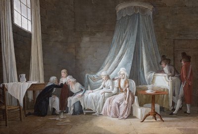 Madame Royale healed by Brunier on January 24th 1793. The royal family at the Temple Prison by Jean Baptiste Mallet