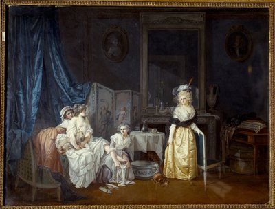The Toilet: A Young Woman with the Help of Her Maidens is About to Take a Bath by Jean Baptiste Mallet
