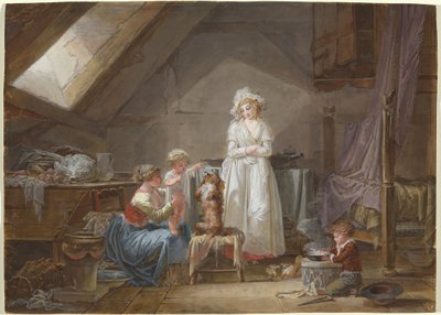 Young French Marquise in Exile in Lausanne by Jean Baptiste Mallet
