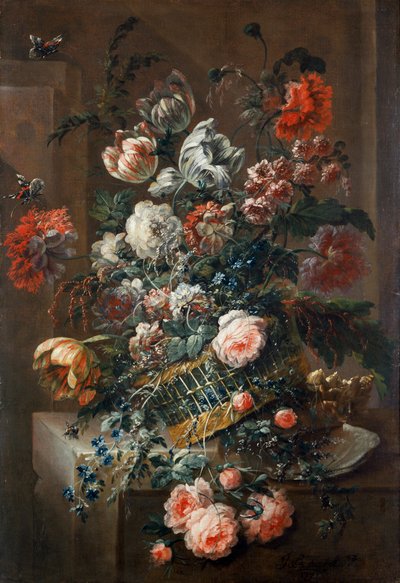 Flower Piece with Variegated Tulips, 1721 by Jean Baptiste Morel