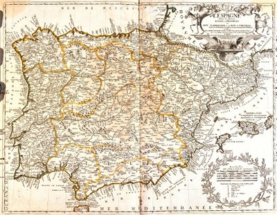Map of Spain and Portugal by Jean Baptiste Nolin