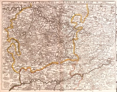 Map of Spanish Brabant and the Diocese of Liege (Belgium) by Jean Baptiste Nolin