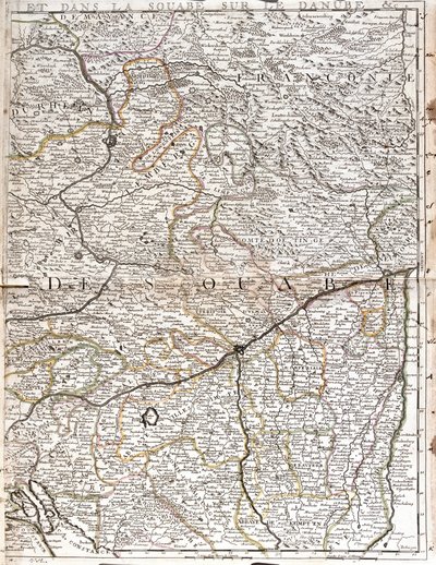 Map of Swabia (Engraving) by Jean Baptiste Nolin