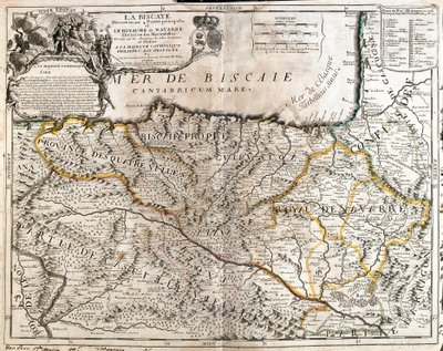 Map of the Biscay Province (Spain) and the Kingdom of Navarre (France) by Jean Baptiste Nolin
