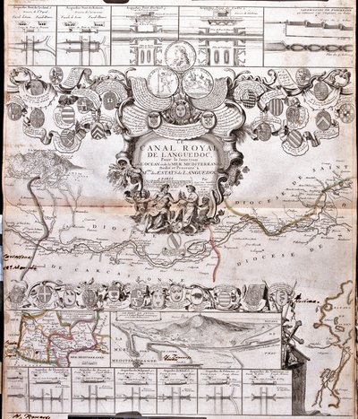 Map of the Canal du Midi, with Its Aqueducts by Jean Baptiste Nolin