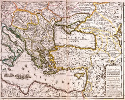 Map of the Eastern Mediterranean and Black Sea countries, Turkey and the provinces of Asia Minor by Jean Baptiste Nolin