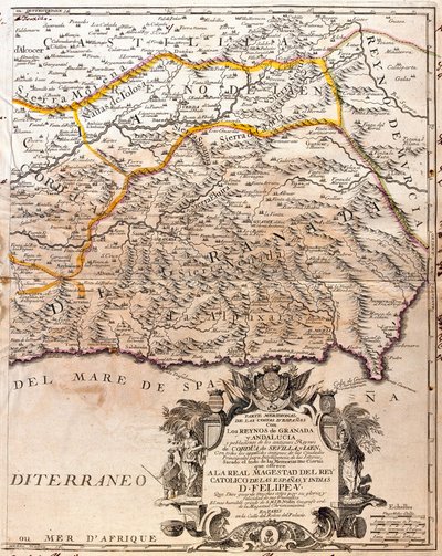 Map of the Granada Province (Spain) by Jean Baptiste Nolin