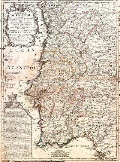 Map of the Kingdom of Portugal by Jean Baptiste Nolin
