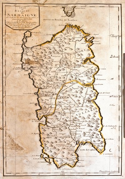 Map of the Kingdom of Sardinia by Jean Baptiste Nolin