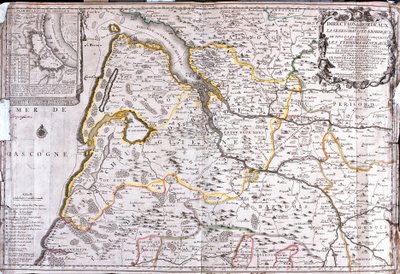 Map of the area around Bordeaux (France) by Jean Baptiste Nolin