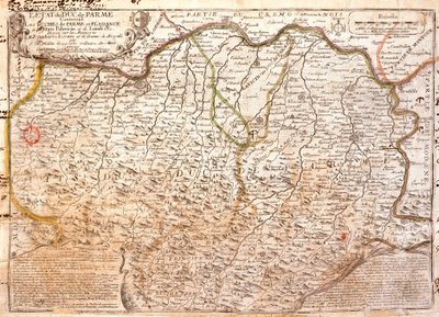 Map of the Area of Parma (Italy) by Jean Baptiste Nolin