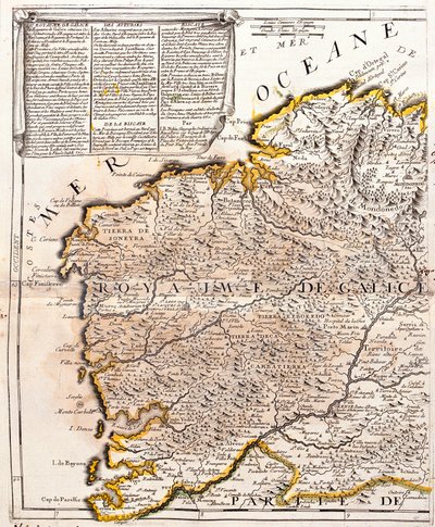 Map of the kingdom of Galicia by Jean Baptiste Nolin