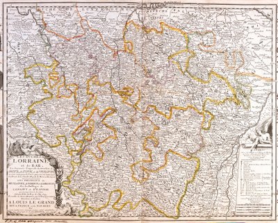 Map of the Province of Lorraine (France) (engraving) by Jean Baptiste Nolin