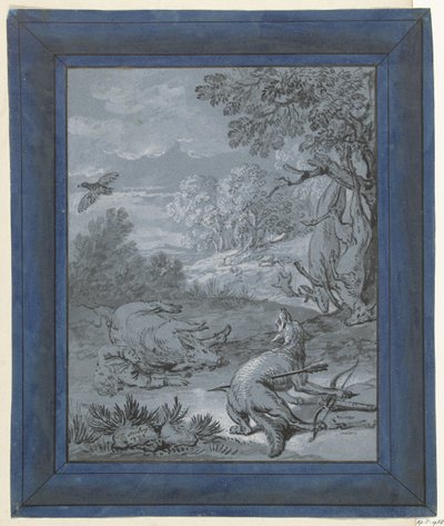 The Wolf and the Hunter (Illustrations for Fables by Jean de la Fontaine) by Jean Baptiste Oudry