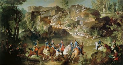 Hunting in the Forest of Fontainebleau at Franchard by Jean Baptiste Oudry
