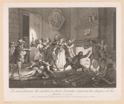 Interior with a Group of Fighting People (Scenes from the Roman Comique by Scarron) by Jean Baptiste Oudry