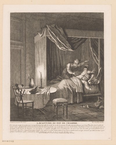 Man Wakes Up by Chamber Pot Emptied Over Him (The Adventure of the Chamber Pot) (Scenes from the Roman Comique by Scarron) by Jean Baptiste Oudry
