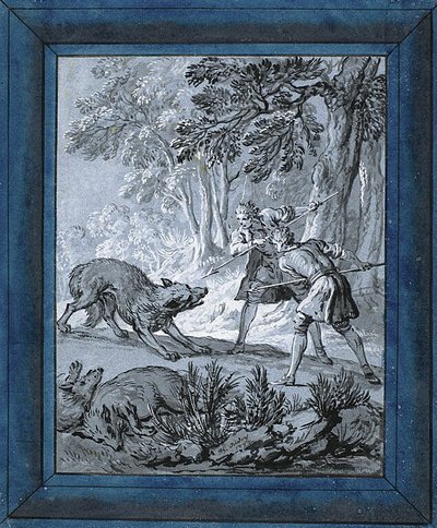Men Attacking Wolves ("Rien de Trop III") by Jean Baptiste Oudry