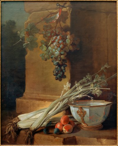 Still Life with Fruits, Celery, and a Porcelain Cup by Jean Baptiste Oudry