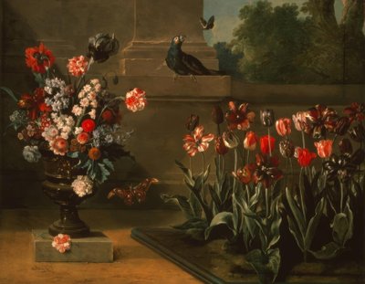 Tulip Bed and Flower Vase at the Foot of a Wall by Jean Baptiste Oudry