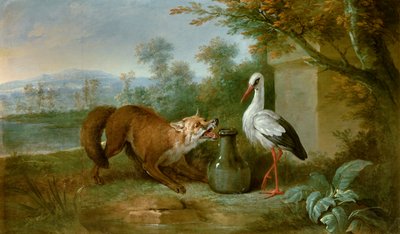 The Fox and the Stork (Illustration for the Fable by Jean de la Fontaine) by Jean Baptiste Oudry