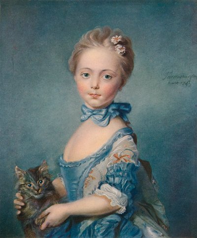 A Girl with a Kitten by Jean Baptiste Perronneau
