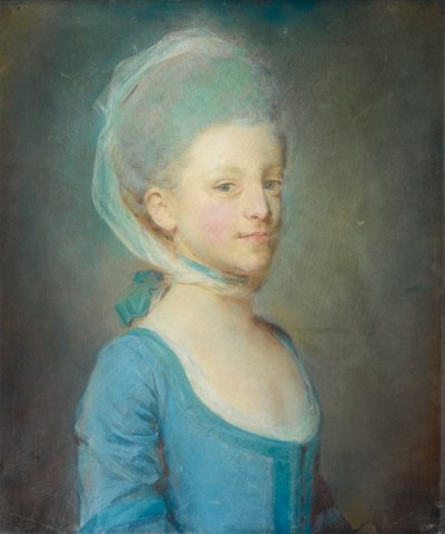Portrait of a Young Woman Wearing a Kerchief of Striped Gauze by Jean Baptiste Perronneau