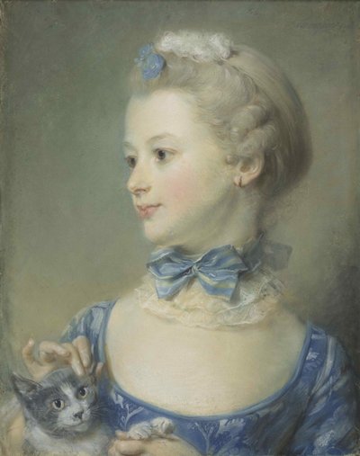 The Little Girl with the Cat Marie-Anne Huquier, 1747 by Jean Baptiste Perronneau