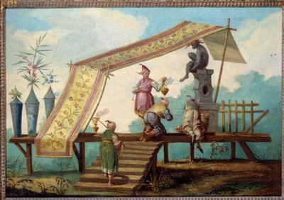 Chinoiserie: Decorative panel representing a Chinese offering by Jean Baptiste Pillement