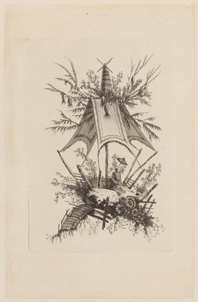 Figure Under Tent, from "Recueil des Tentes Chinoises" by Jean Baptiste Pillement