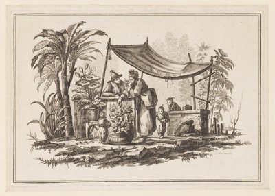 Figures with a Vase of Flowers, from "Nouveau Cahier de Six Feuilles De Différents Sujets Chinois Historiés" by Jean Baptiste Pillement