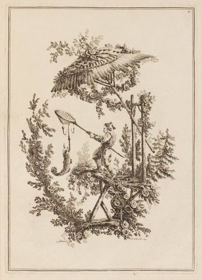 Plate 11, from "Suite de Douze Pêcheurs et Chasseurs" by Jean Baptiste Pillement