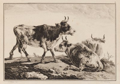 Plate 2 (from Cahier de Six Feuilles de Boeufs et Vaches) by Jean Baptiste Pillement