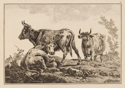 Plate 3, from "Cahier de Six Feuilles de Boeufs et Vaches" by Jean Baptiste Pillement