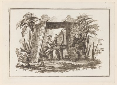 Women Looking in Mirror, from "Nouveau Cahier de Six Feuilles De Différents Sujets Chinois Historiés" by Jean Baptiste Pillement