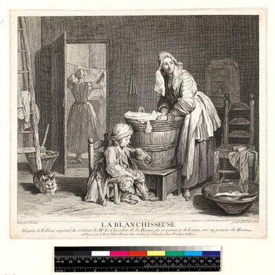 La Blanchisseuse (engraved by Charles Nicolas Cochin I) by Jean Baptiste Simeon (after) Chardin