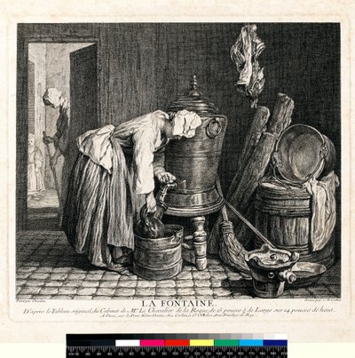 La Fontaine, Engraved by Charles Nicolas Cochin I (1739) by Jean Baptiste Simeon (after) Chardin