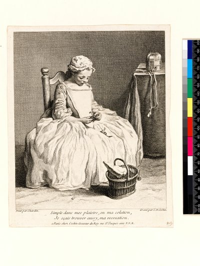 Little Girl with Her Lunch (La Petite Fille aux Cerises) Engraved by Charles Nicolas Cochin I (1688-1754) 1738 by Jean Baptiste Simeon (after) Chardin