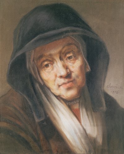 Copy of a Portrait by Rembrandt of His Mother, 1776 by Jean Baptiste Simeon Chardin