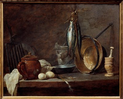 Menu of Lean and Kitchen Utensils. Still Life by Jean Baptiste Simeon Chardin