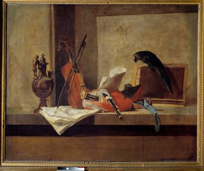Musical Instruments and Parrot by Jean Baptiste Simeon Chardin
