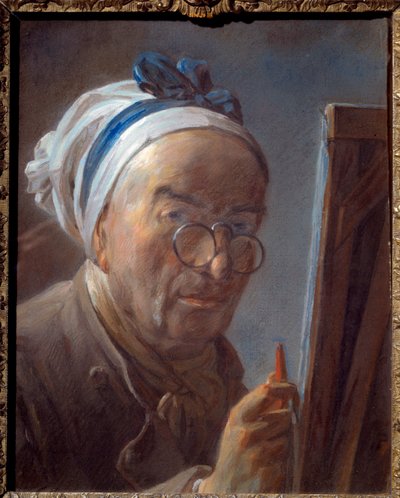 Self Portrait at the Easel by Jean Baptiste Simeon Chardin