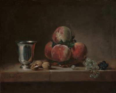 Still Life with Peaches, a Silver Goblet, Grapes, and Walnuts by Jean Baptiste Simeon Chardin
