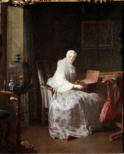The Canary or Woman Varying Her Amusements by Jean Baptiste Simeon Chardin