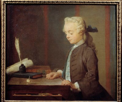 The Toton Child. A child playing toton, a kind of top with four faces. 1738 by Jean Baptiste Simeon Chardin