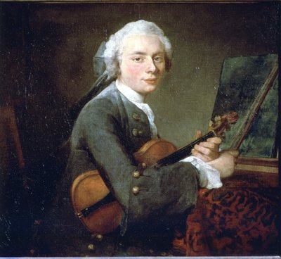 The Young Man in the Violin, circa 1738. Portrait of Charles Theodose Godefroy. Oil On Canvas by Jean Baptiste Simeon Chardin (1699 - 1789). Paris, Musee du Louvre by Jean Baptiste Simeon Chardin