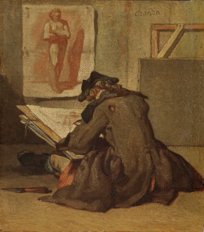 Young Student Drawing by Jean Baptiste Simeon Chardin