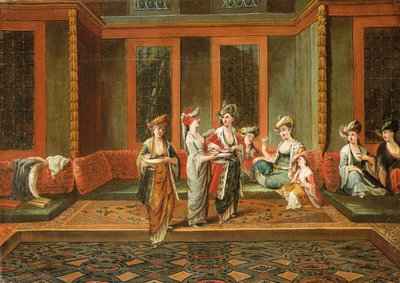 Armenian women drinking coffee in an interior by Jean Baptiste Vanmour