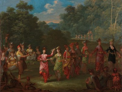 Greek Men and Women Dancing the Khorra by Jean Baptiste Vanmour