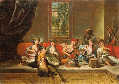 Greek Sailors Merrymaking in an Interior by Jean Baptiste Vanmour